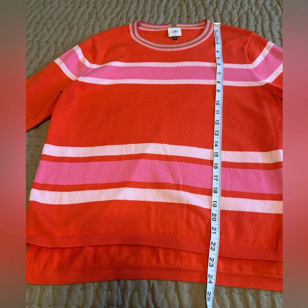 CAbi Red and Pink Striped Cadet Pullover - Picture 7 of 9
